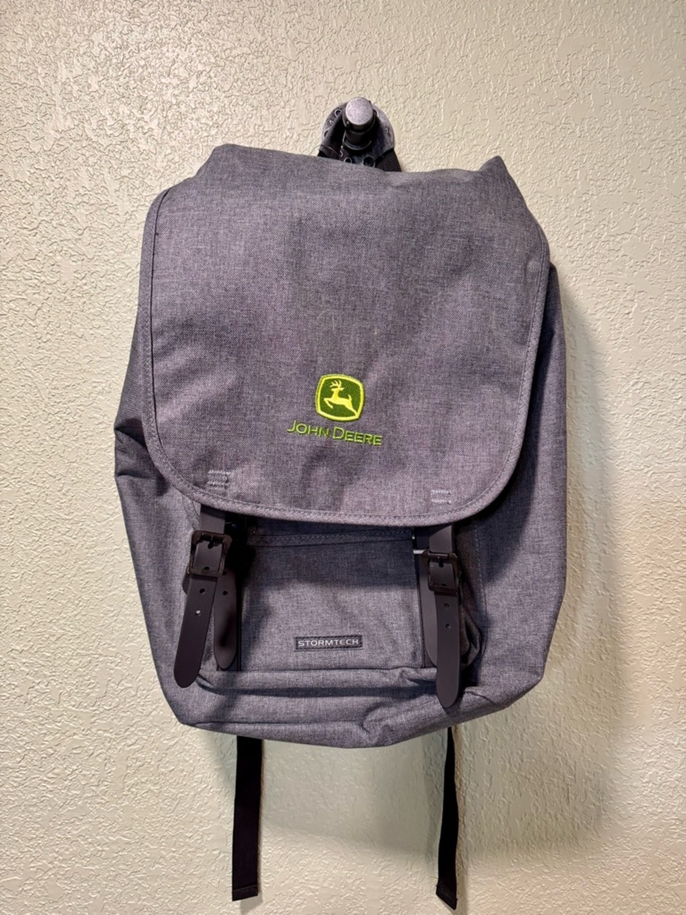 John Deere Gray Backpack with Green Logo